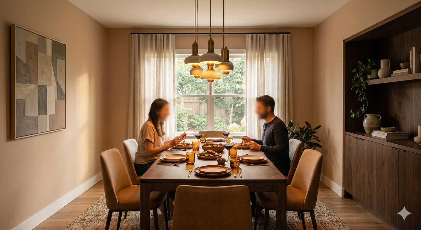 餐廳：以「大地色系」搭配暖光，編織溫馨的用餐儀式
