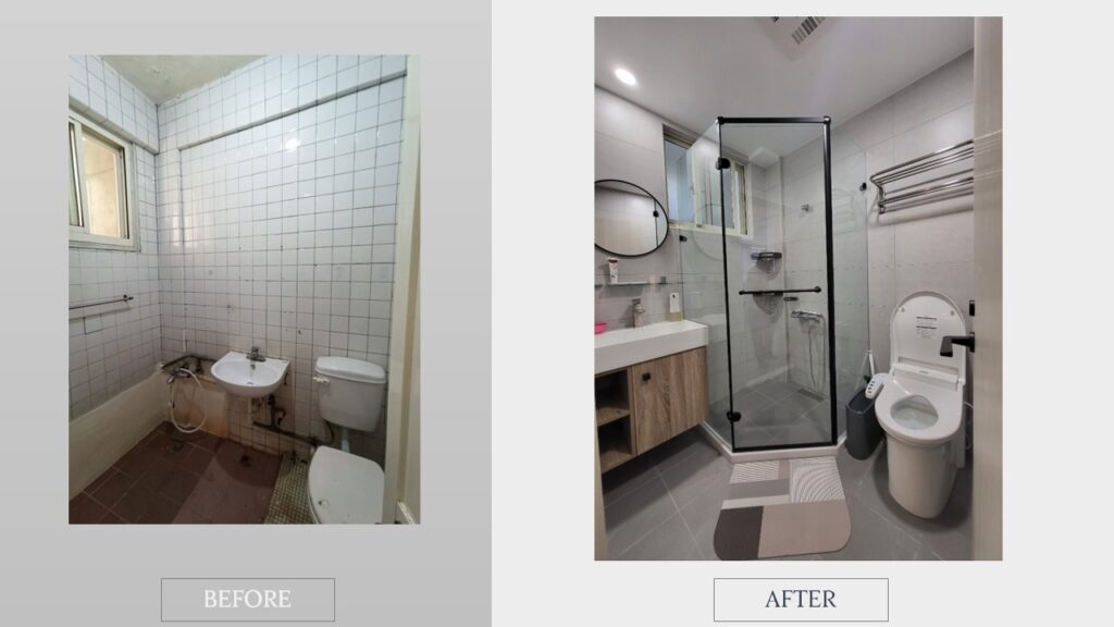 在老屋翻新時連同浴室一起大改造，增加乾濕分離淋浴間，讓整體使用感受更舒適